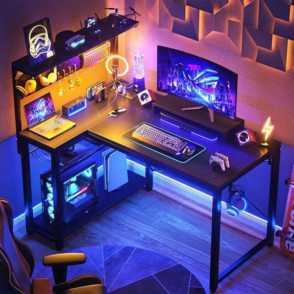 Small Gaming Desk with Power Outlets